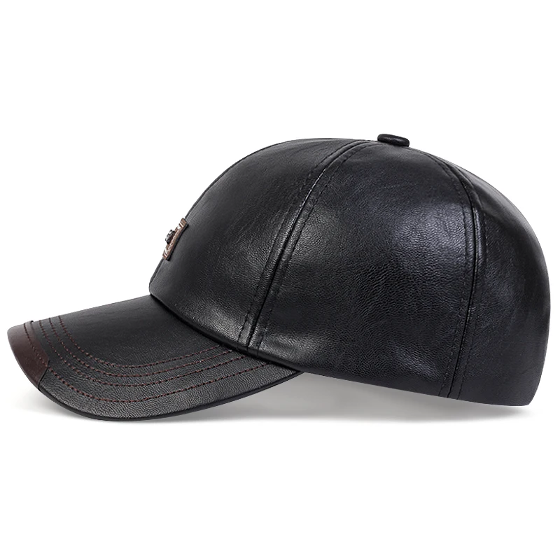 Leather Baseball Cap Hip Hop HatsAutumn Winter Men Women Snapback Cap PU Leather Trucker Caps Gorras