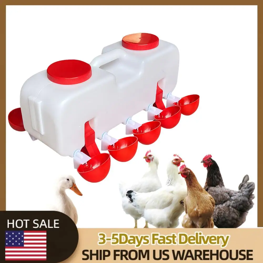

10KG Self Filling Poultry Dispenser Waterer with 10 Drinking Cup Poultry Water Feeder Drinking Dispenser for Pigeon Duck Goose
