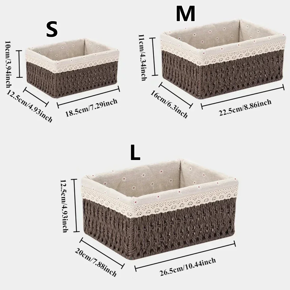 1PC Woven Storage Baskets Clothes Laundry Basket Food Snack Picnic Basket Wicker Baskets Desktop Sundries Organizer Box Cestas