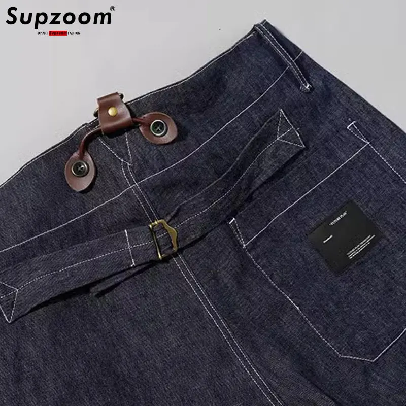 Supzoom New Arrival Top Fashion Autumn And Winter Casual Overalls Men\'s Fashionable Loose Fatty Multi-pocket Cargo Denim Jeans