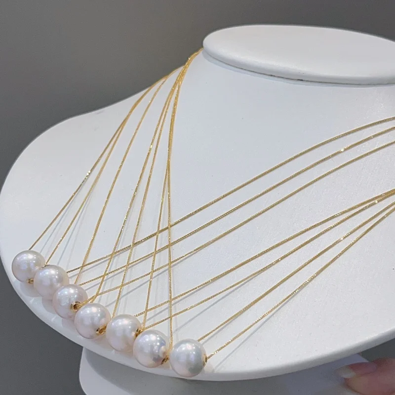 

SGARIT Authentic 18k 750 Yellow Gold Necklace for Women Natural White Freshwater Pearl Pendant Daily Wear Fine Elegant Jewelry