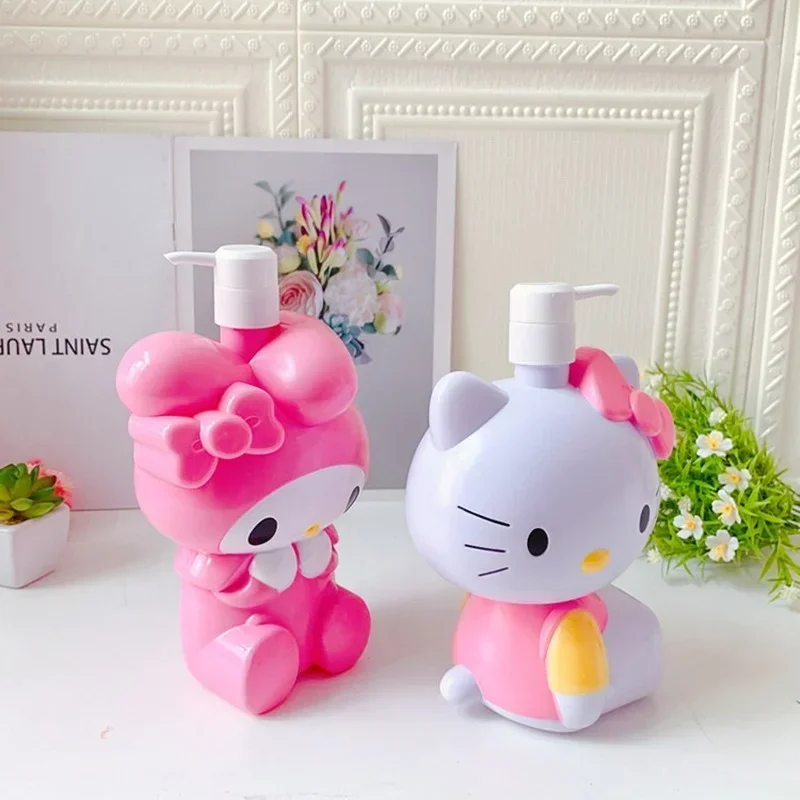 Cartoon Sanrioed My Melody Hellokittys Model Doll Large Capacity Lotion Bottle Cute 1000ml Hair Shampoo Storage Sub-bottling