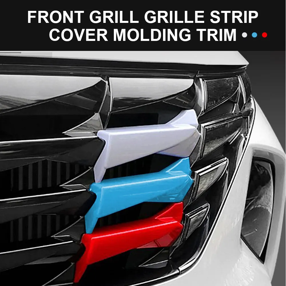 3pcs For Hyundai Tucson 20212022 2023 Car Front Grill Grille Trim Sport Strips Cover 3D Molding Sticker ABS Car Accessories