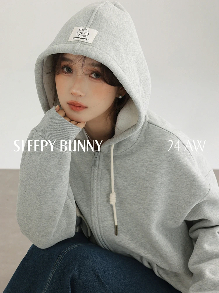 カジュアルで暖かいゆったりジップアップパーカー、冬用厚手フリースフード付きスウェットシャツ、ポケット付きレディース、スポーティーでリラックススタイルのアウターウェア