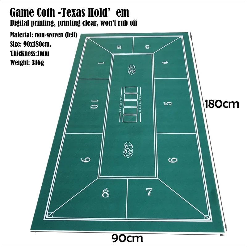 180x90cm Casino Game Table Cloth Texas Roulette Blackjack Baccarat Non-woven Fabric Home Desktop Entertainment Accessories