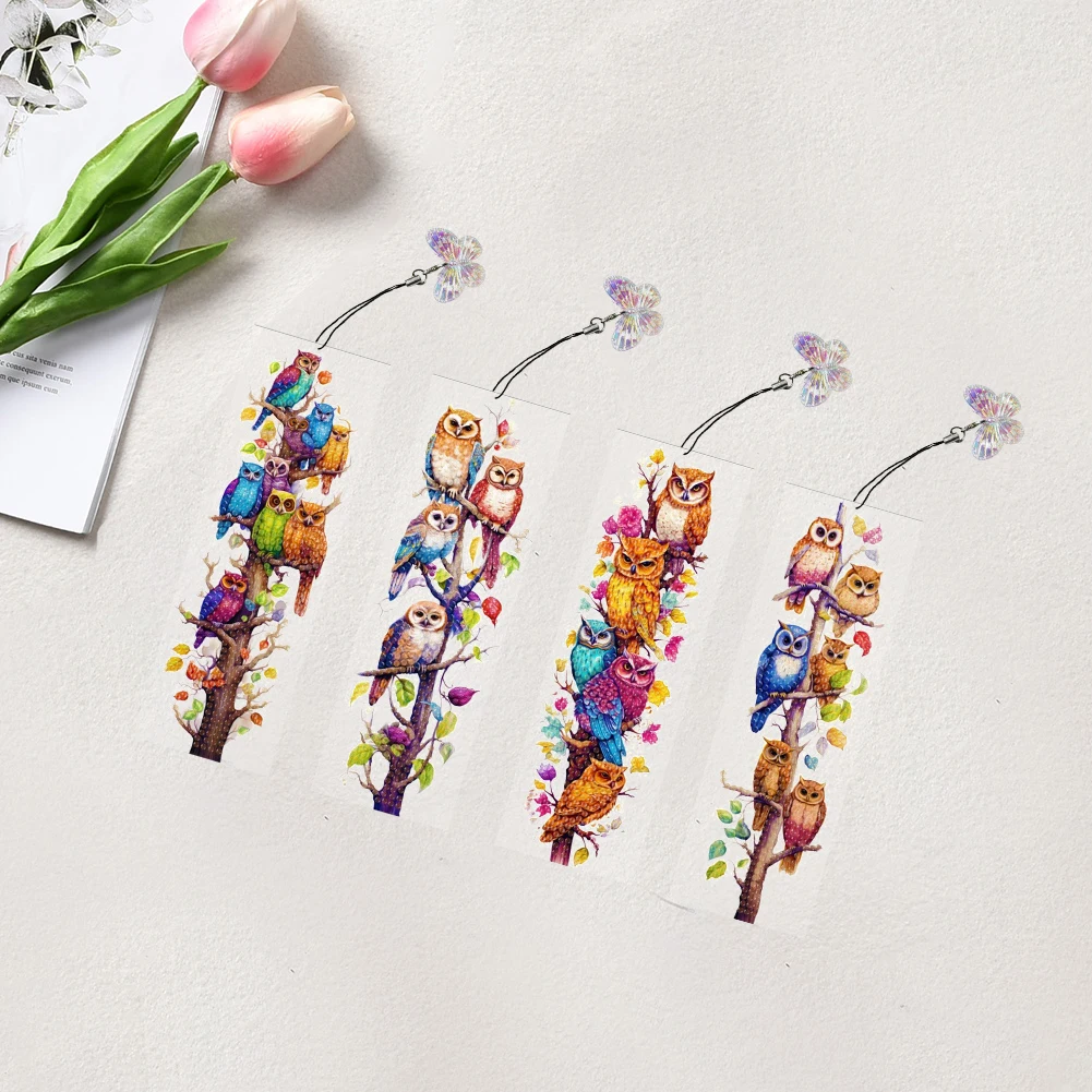 

4Pcs Special Shape Butterfly Flower Diamond Painting Bookmark 5D DIY Diamond Painting Bookmark Diamond Art Bookmark with Pendant