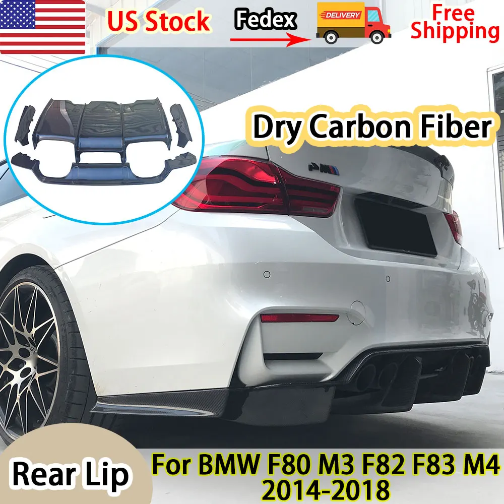

Dry Carbon Fiber Rear Bumper Lip Diffuser Splitters Spoiler For BMW F80 M3 F82 F83 M4 2014-18 Standard Convertible Accessories