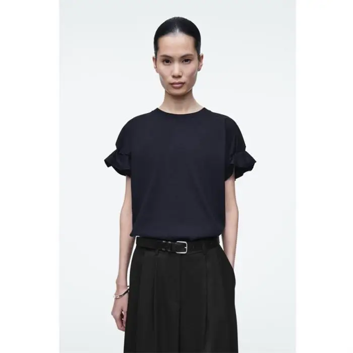 

COS LRIS Женская круглая футболка ort Sve Ne Casual SleNew Summer Crew Ne in Royal Blue00% CottonStand Size