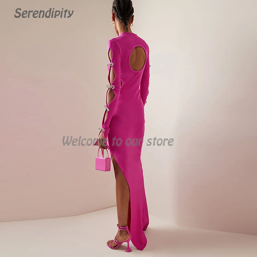 Serendipity-vestido de noche de crepé para mujer, elegante vestido ajustado con cuello redondo a la moda para fiesta de graduación y Cóctel de Navidad, 2024