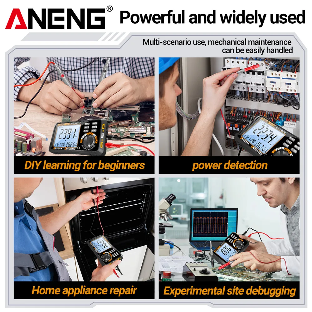 ANENG 612 inteligentny multimetr Tester pomiarowy wyłączania zasilania w czasie rzeczywistym AC/DC amperomierz woltomierz 4000 Count cyfrowe