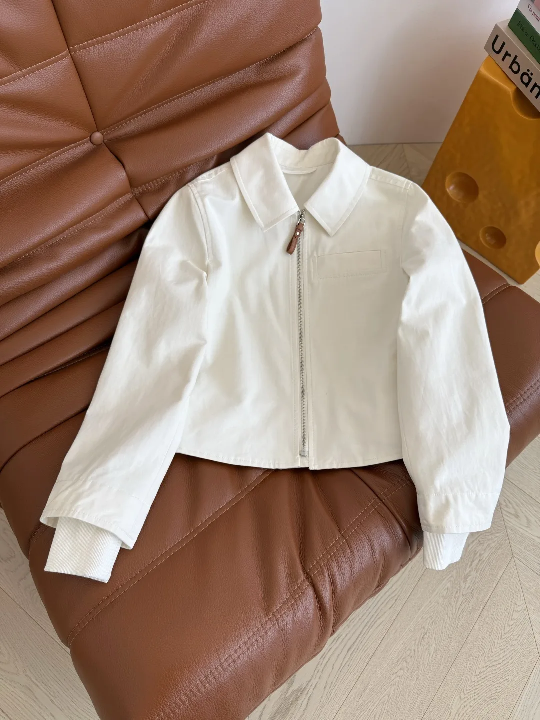 

High quality new women's lapel fake two-piece zipper short jacket, simple and versatile single item top