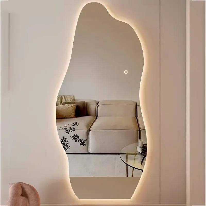 Large Led Light Makeup Mirror Irregular Modern Wall Dorm Makeup Mirror Asthetic Bedroom Hogar Y Decoracion Room Decoration