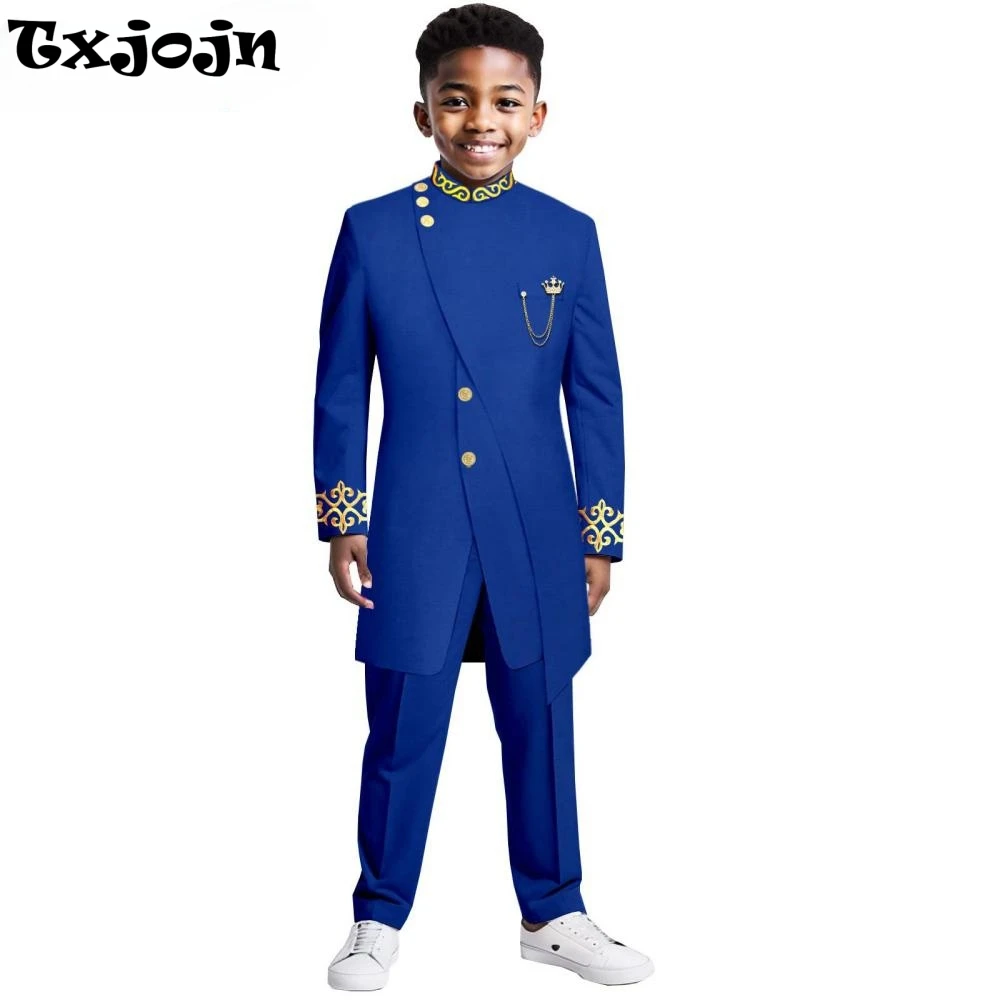 

Premium African Children's Suit Set 2 Pieces Blazer Pants For Celebrations,Fashionable Handsome Boys Suits Wedding Guest Wear