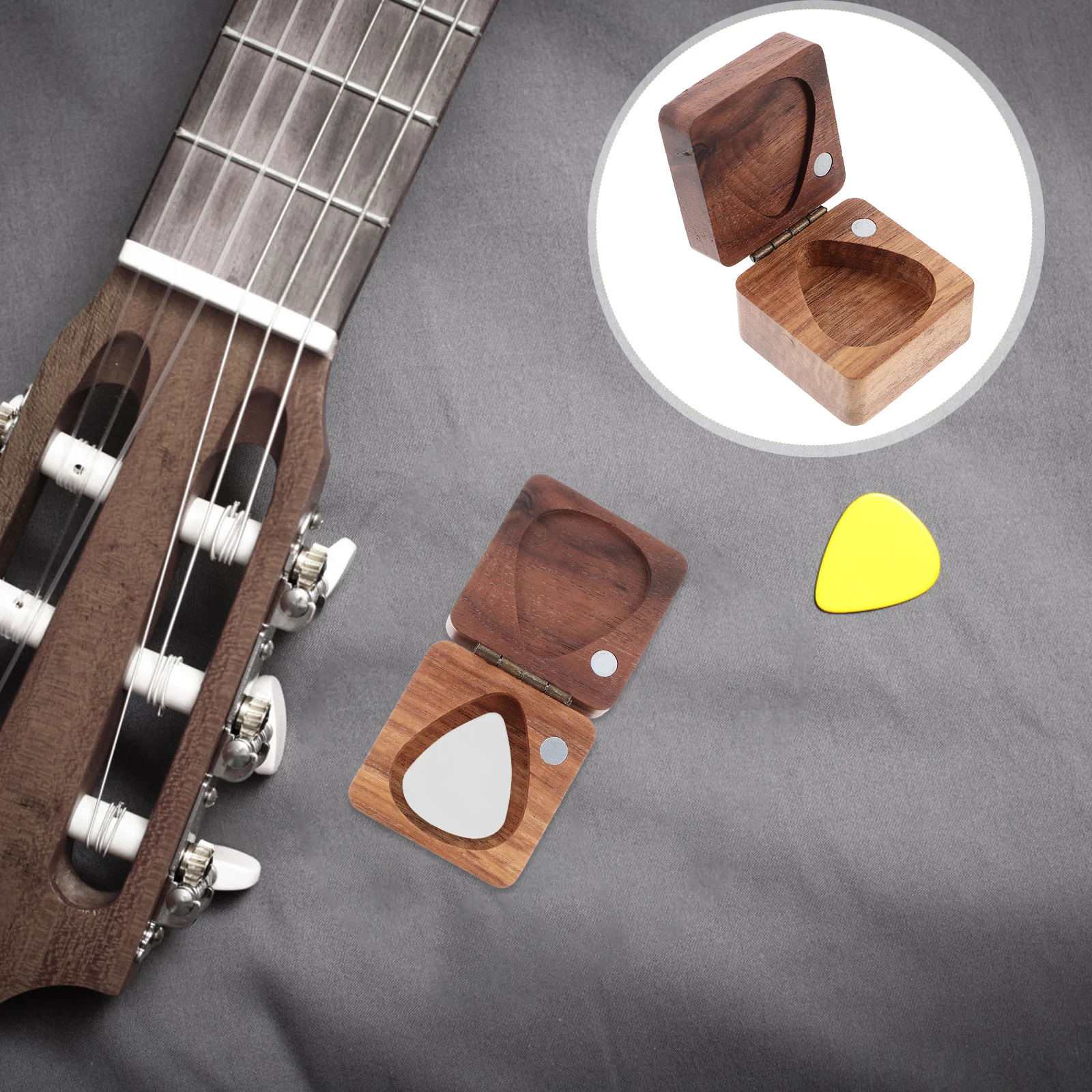

Guitar Pick Case Storage Shrapnel Picks Holder Wood Organiser Container Holders