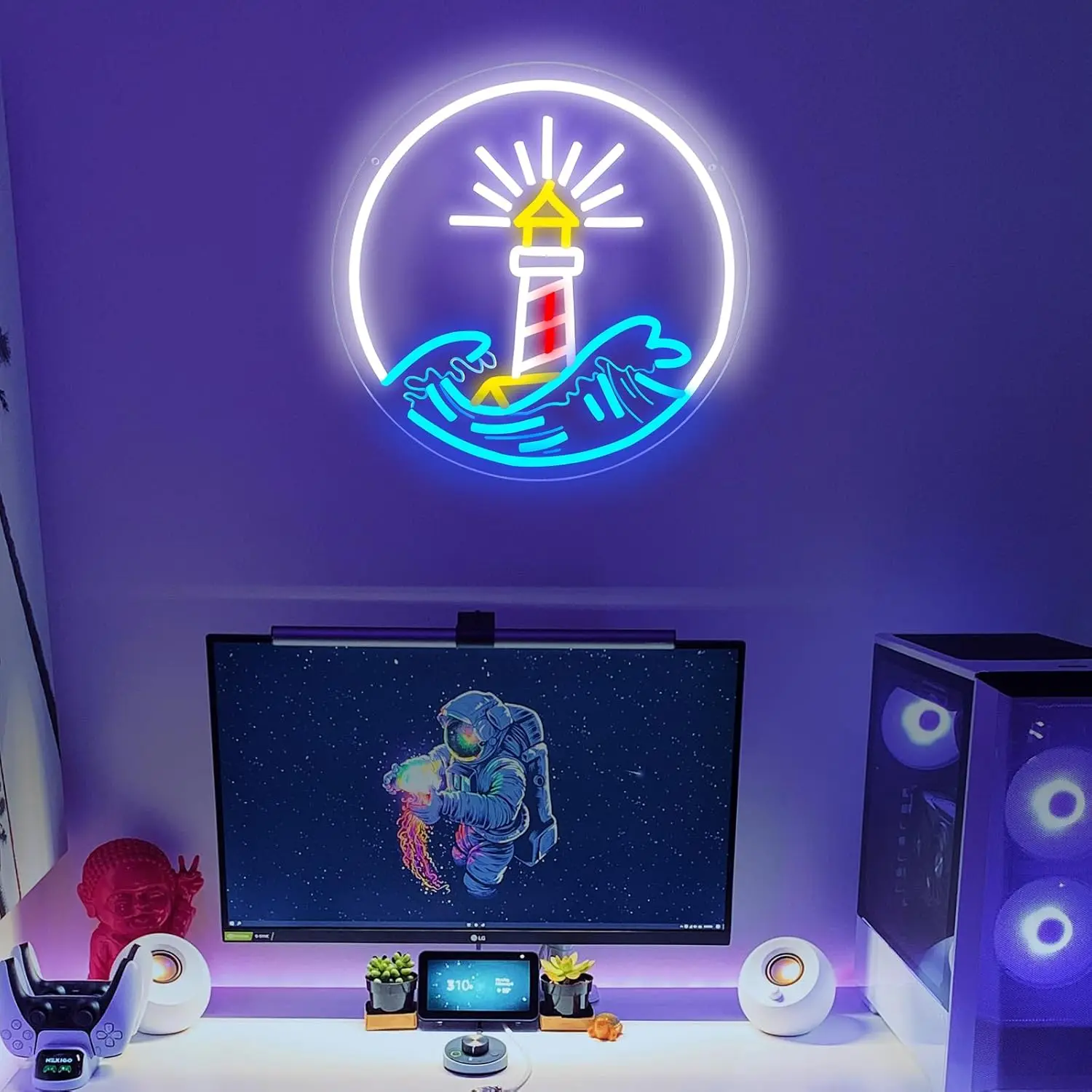 

Lighthouse Neon Sign Sea Sunset Sunrise Neon Light Dimmable LED for Man Cave Bedroom Bar Living Room Club Wall Decor for Gift