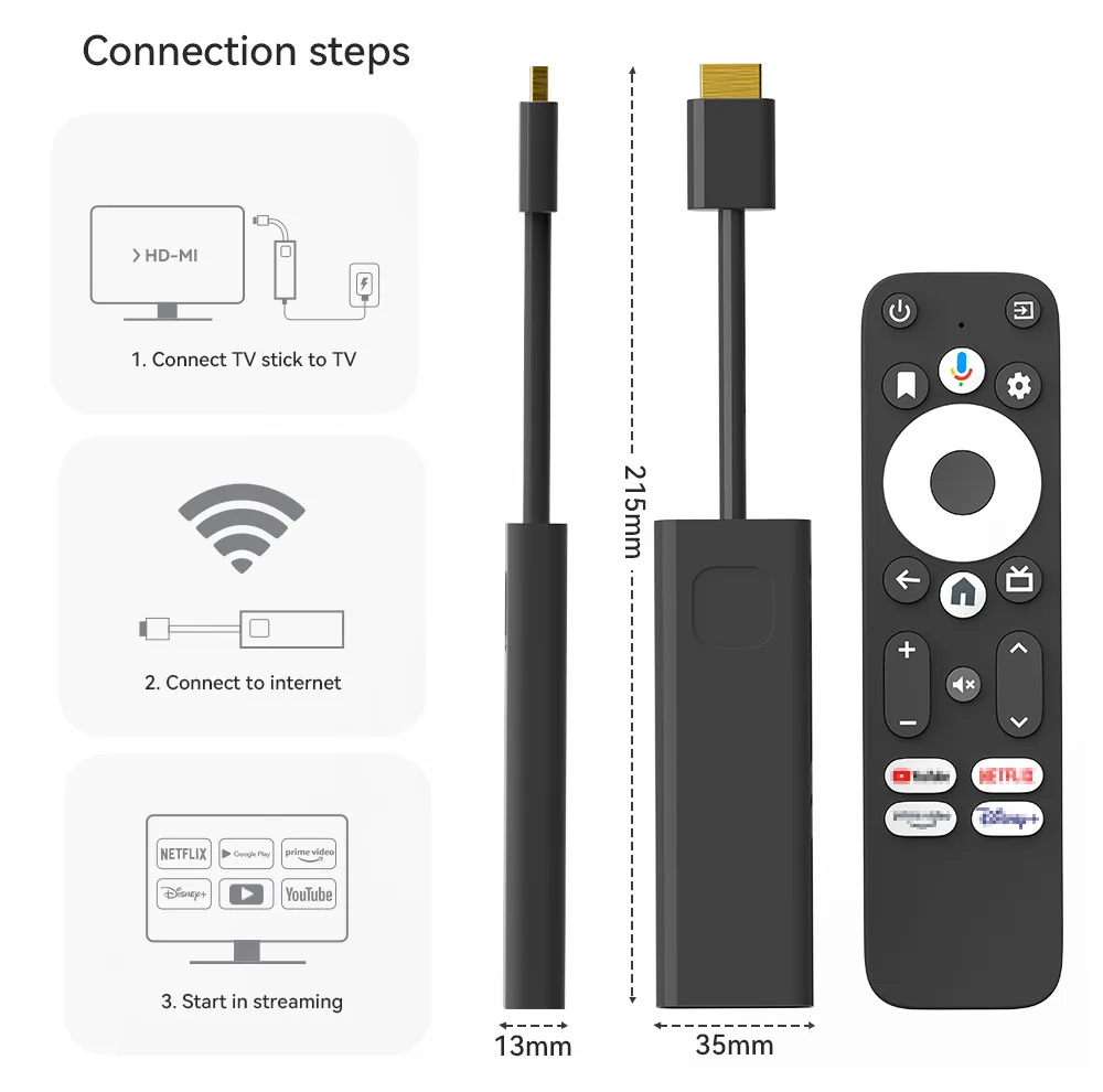 Original android tv vara gd1 4k streaming media player amlogic s905y4 2g ddr4 16gb netflix google certificado wifi tv vara gd2