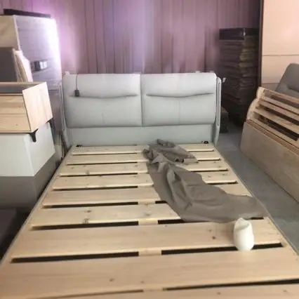 Italian leather master bedroom double wedding , soft bedside bed