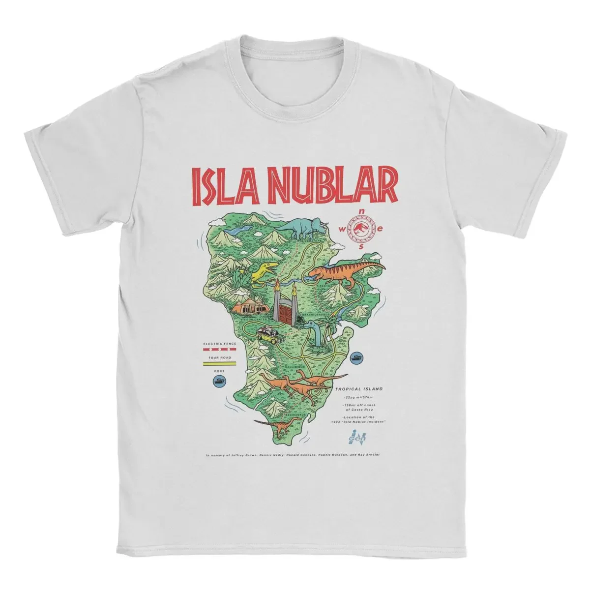 Novelty Jurassics Parks Isla Nublar T-Shirt Men Round Neck Cotton T Shirts Short Sleeve Tees Plus Size Clothing