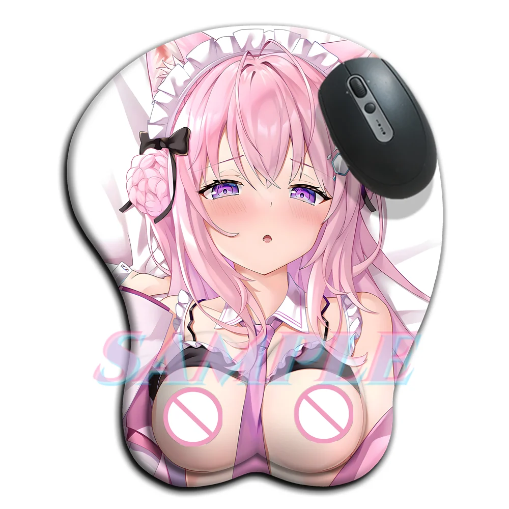 Hololive Pequeno Boob Mouse Pad, Mamilo 3D, Oppai Gamer, Anime Hentai, Sexy Mousepad com Descanso de Pulso, Kawaii Loli