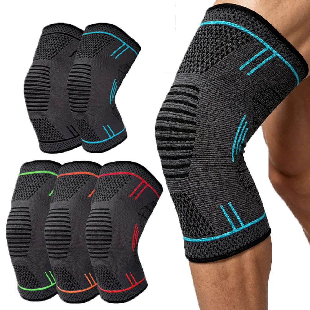 1 Pcs Compression Knee Support Sleeve Elastic Breathable Knee Pads Brace Springs Gym Sports Protector Basketball Volleyball Run