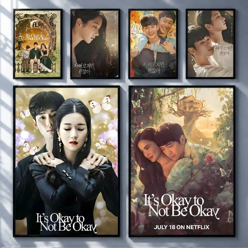 Romantic TV Series It's Okay to Not Be Okay Posters Premium Self-Adhesive No Residue Wall Sticker for Home Office Bar Decor