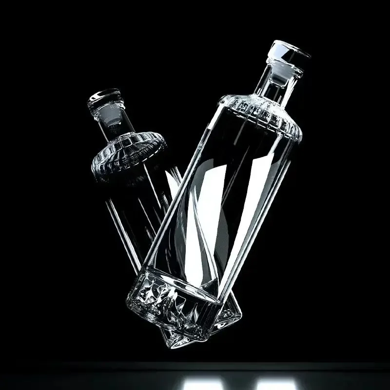 500ML clear lead-free glass whiskey decanter volcano design wine glass bottle for Liquor Scotch Bourbon