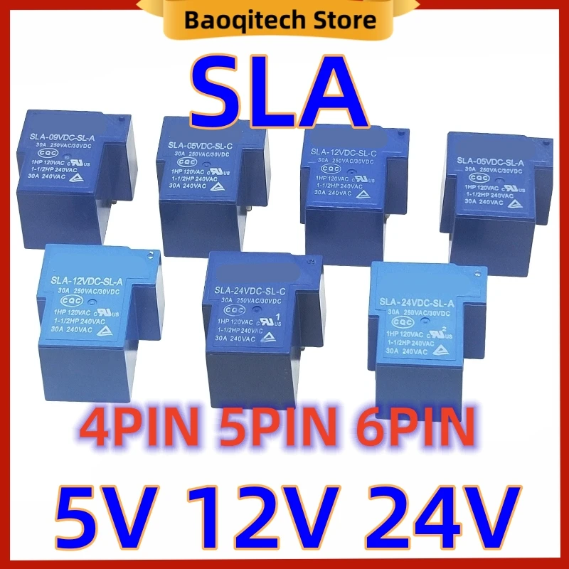 Nieuwe Originele Power relais T90 SLA-05VDC-SL-A SLA-12VDC-SL-A SLA-24VDC-SL-A-C 30A 4PIN 5PIN 6PIN DC 5V 12V 24V Tijdrelais