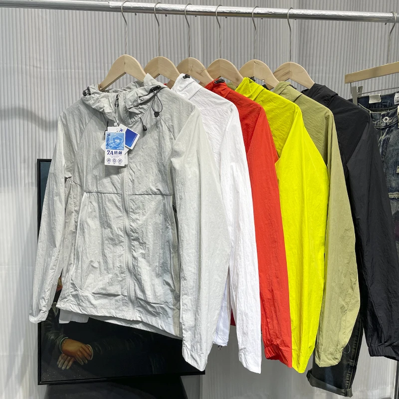 

Уличная пара, защита от ультрафиолета, водостойкая дышащая легкая куртка с капюшоном, тонкая верхняя одежда, модное летнее пальто