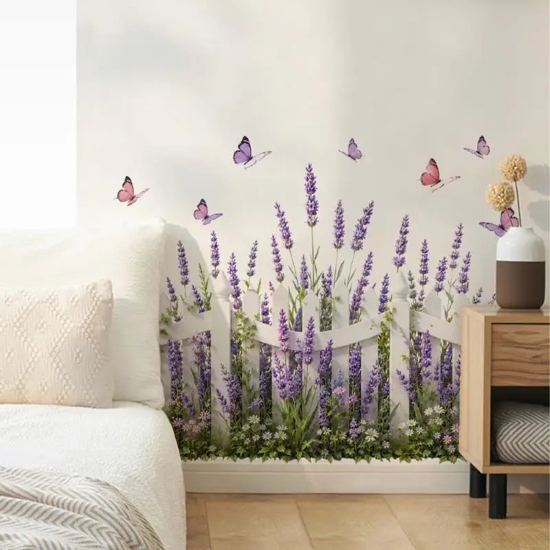 Rose Fence Flower Wall Art Stickers Self Adhesive For Living Room Bedroom Office Wall Decor Supply