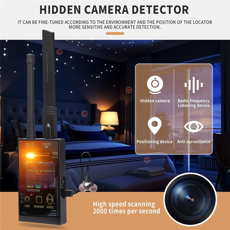 AA60-X11 مكافحة كاميرا علة كاشف GPS المقتفي RF 2/3/4/5G إشارة الماسح الضوئي أجهزة الاستماع مكتشف
