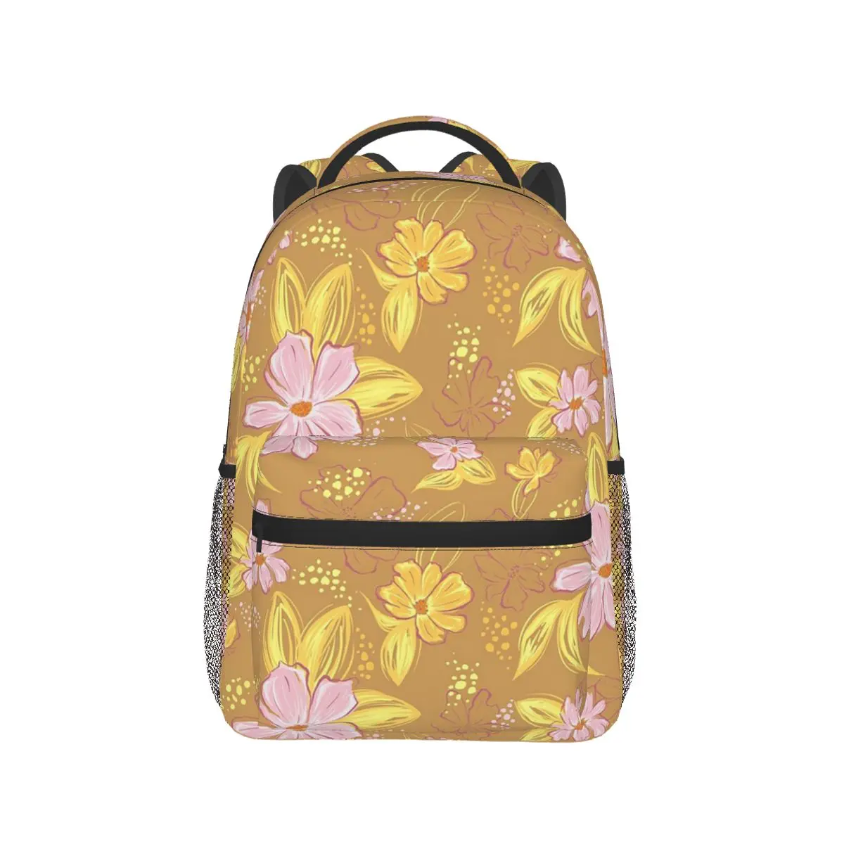 حقيبة ظهر Golden Garden مرسومة يدويًا على حقيبة ظهر من القماش الدافئ باللون البني رائجة البيع حقيبة ظهر للأولاد والبنات حقيبة مدرسية حقائب كتف