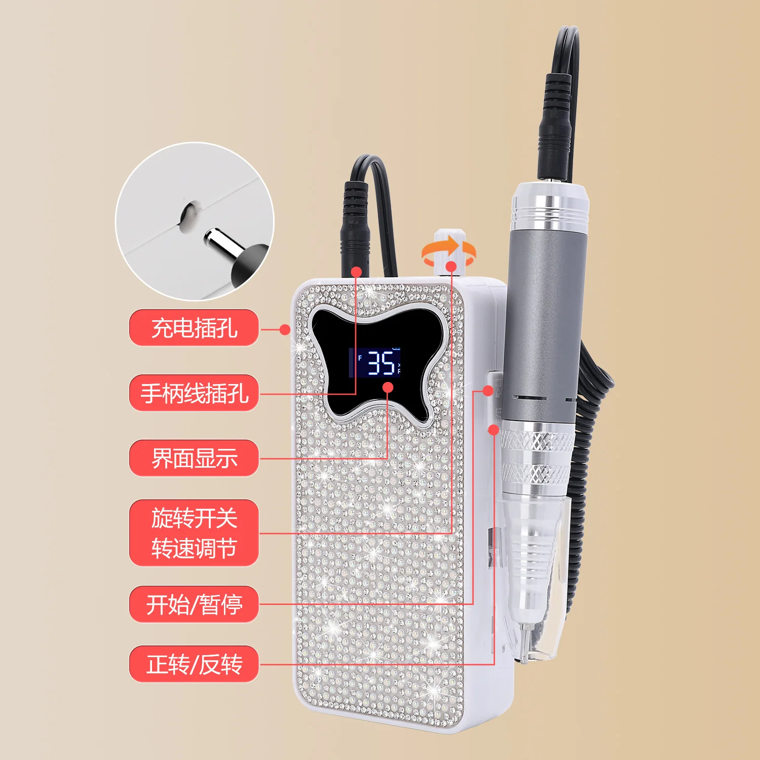 Nagelentfernungs- und Poliermaschine, professionelles Peeling und Polieren, geräuscharme Lagerung, Nagelpoliermaschine, Maniküre