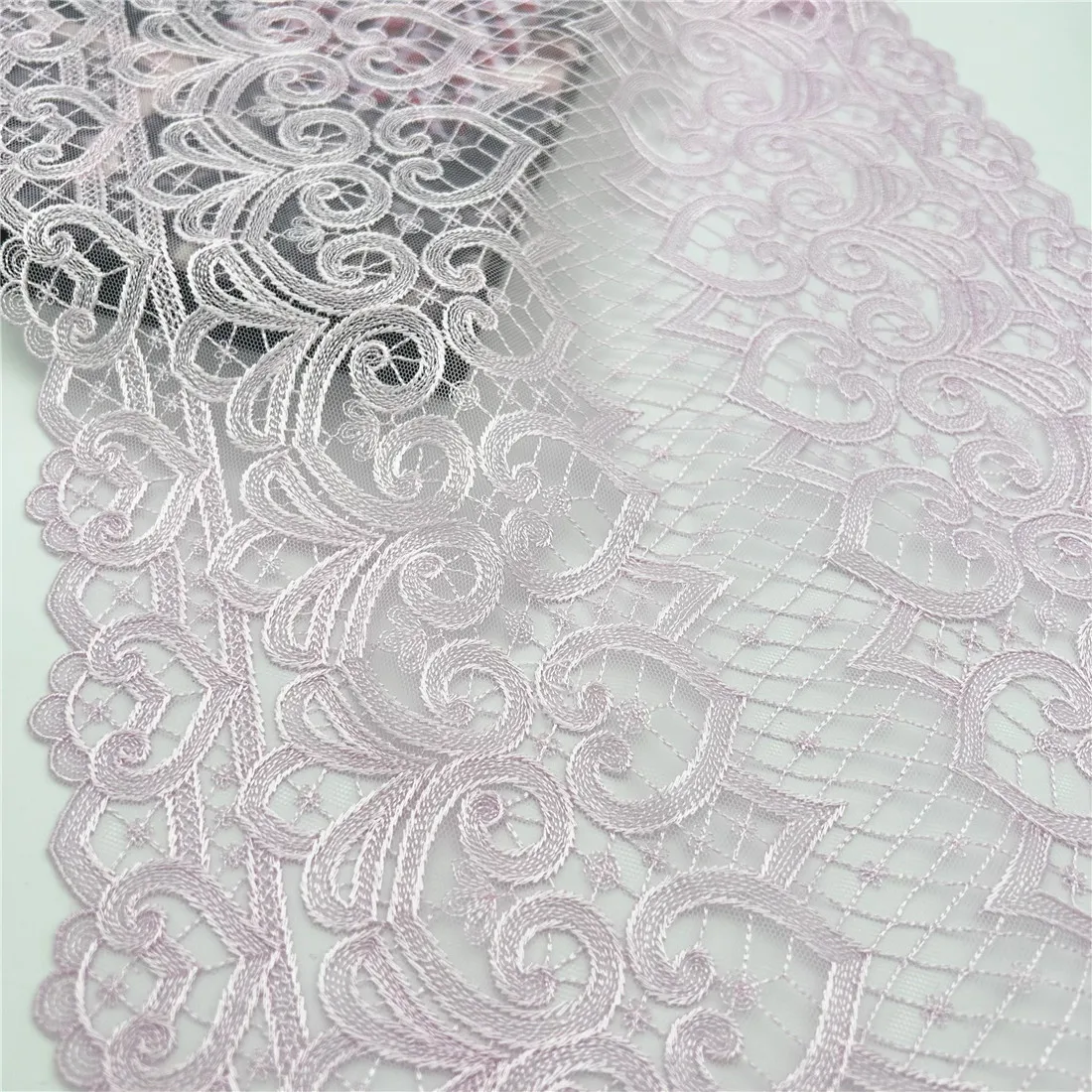 3y/lot Width 31cm Pink Embroidery Lace Trim No-Elastic Skirt Hem Clothes Sewing Material DIY Apparel Dress Fabric Wedding