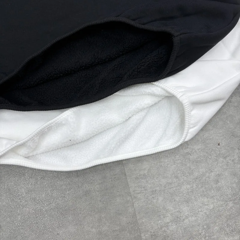 أسود أبيض Boxy Yzy Kanye West القطبية الصوف بلوزات الرجال النساء الشتاء فضفاضة الجولة الرقبة بلوزات المتضخم البلوفرات