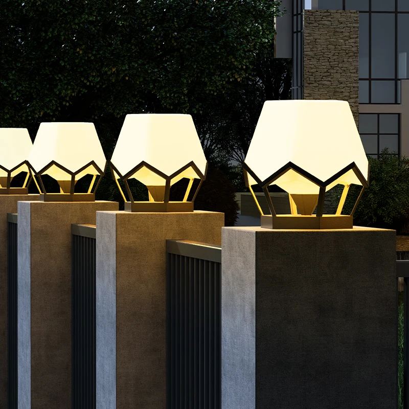 Solar Pillar Lights Outdoor Waterproof Lighting LED Wall Lamp Home Decor Solar Energy Super Bright Fence Villa Gate Garden Door