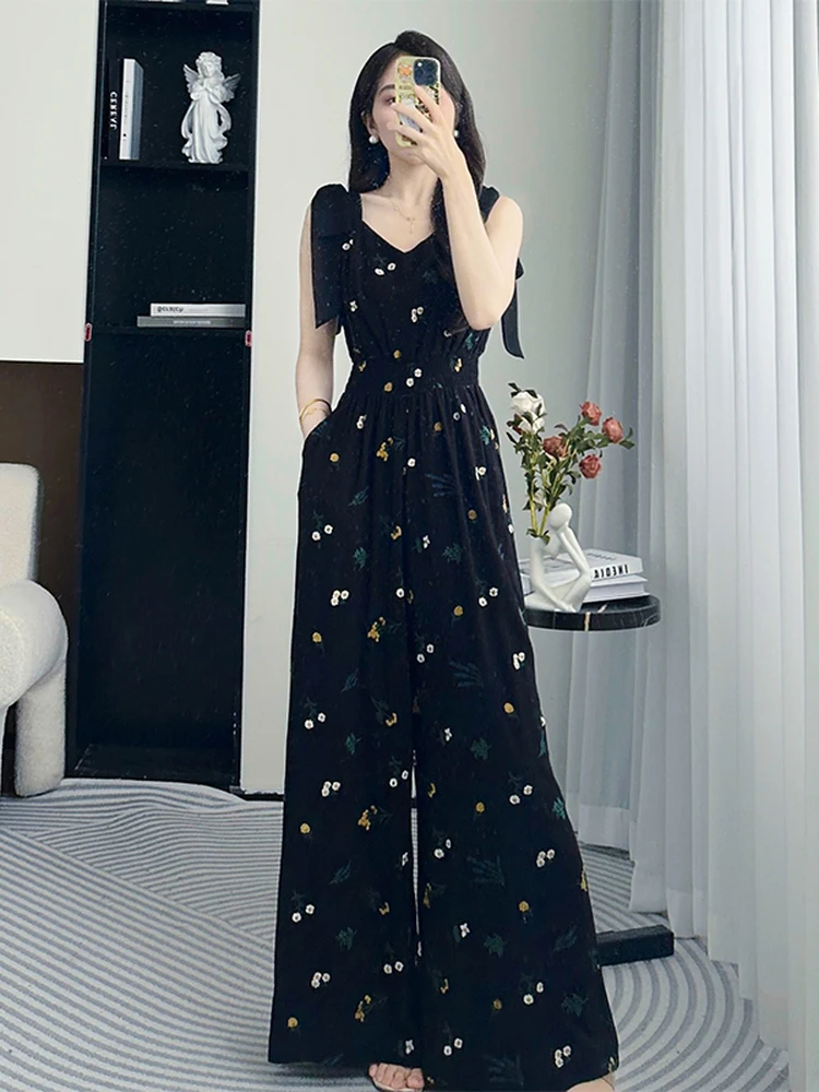 

Vaion Sle Loose One-Piece Pants Women's Floor-Length Wide Leg Pants Summer New Strap Pants High Waist Long Pants