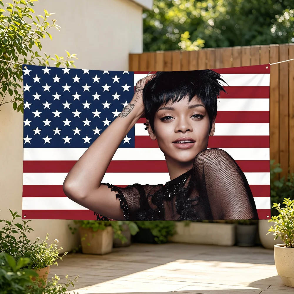 Singer R-RIHANNA Flag Personalized Banner For Sports Matches Games Parade Rally Holiday Festival Backyard Balcony Club Bar Decor