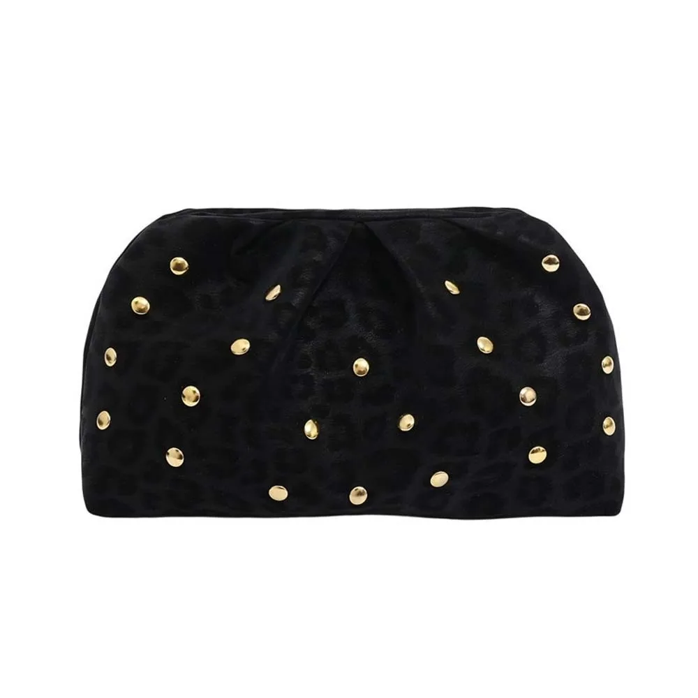 

Универсальная матовая сумка-клатч с магнитной застежкой, ретро-дизайн, плиссированная, с заклепками, леопардовым принтом, многофункциональная женская сумка-органайзер для телефона