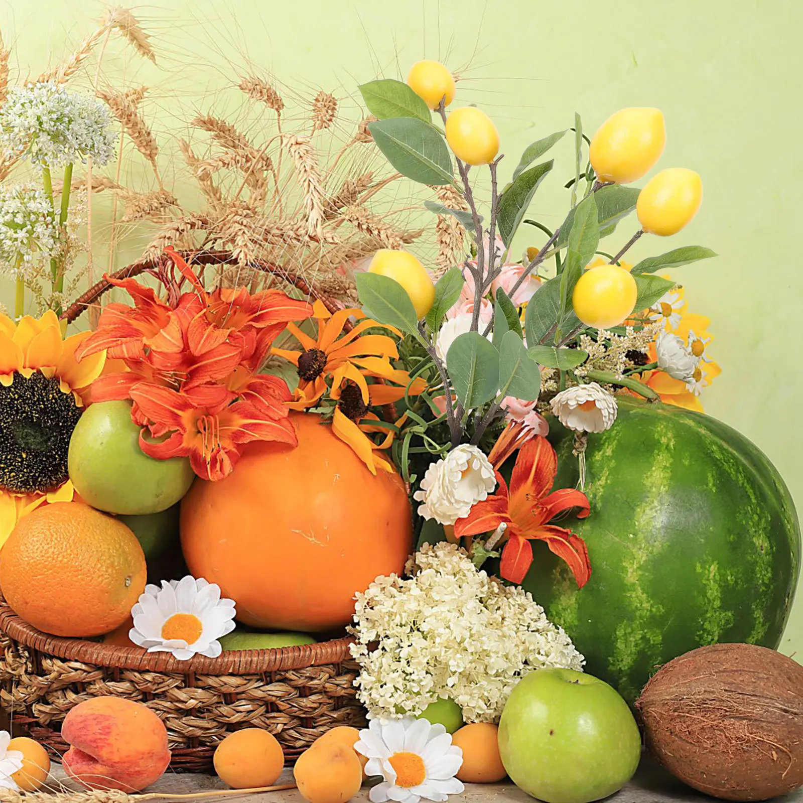 

Fake Lemon Branch Bright Vivid Simulation Effect Home Vase Decor For Kitchen Diy Ornament Plant Arrangement Branch