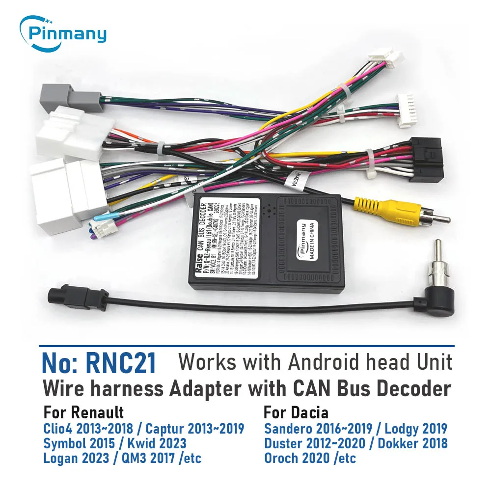 RNC21 Wiring Harness CAN Bus Decoder Fit For Renault Clio4 Captur Symbol Kwid Logan QM3 Dacia Sandero Lodgy Duster Dokker Oroch