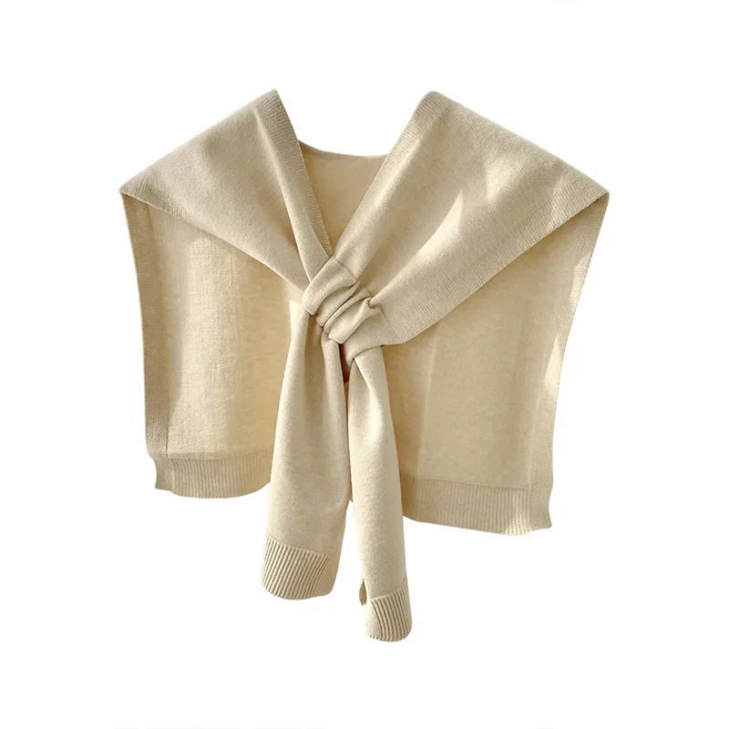 Korean Knitted Shawl Women's Autumn and Winter Air Conditioning Room Cross Fashion Outfit Versatile Solid Color Scarf - view 5