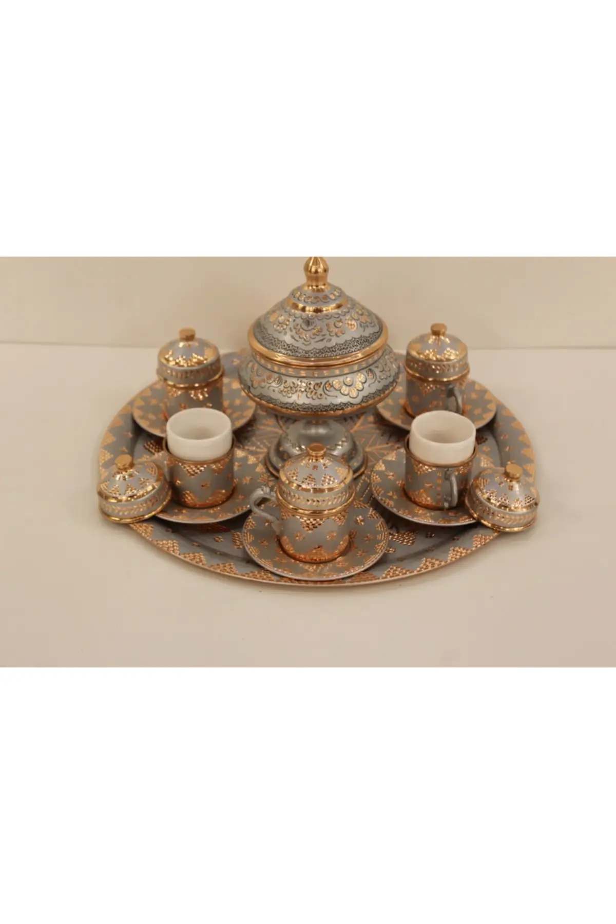 Copper coffee set hand embroidered copper coffee set copper coffee cup set for 6 people coffee set Cooper Luxury Cups