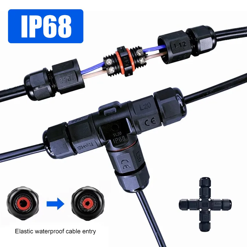 IP68 2 3 4 5 Pin Cable Connector Waterproof Wiring Terminal Straight 3-way 4-way Electrical Junction Box for Street Lights