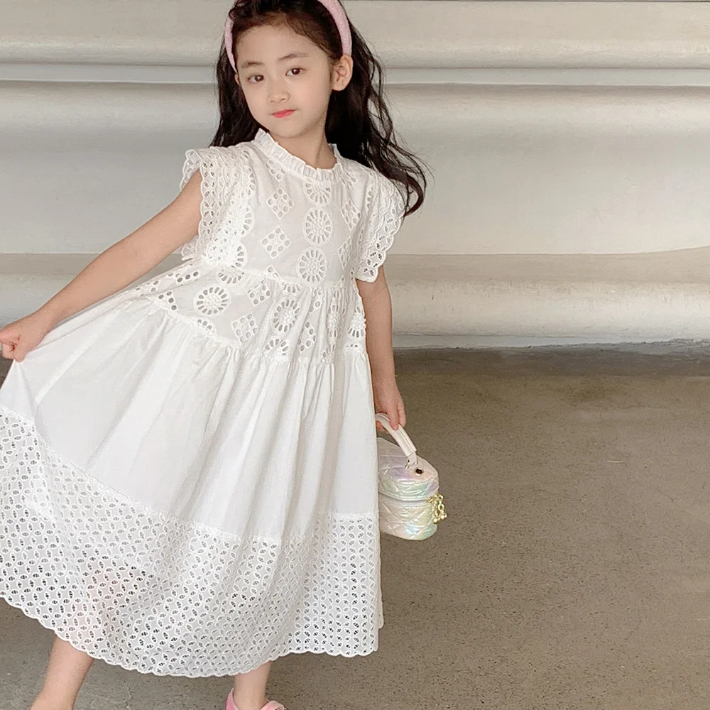 

Girls' Summer Dress New Style Children's Lace White Summer Dress Big Children's Stylish Sleeveless Princess Dress