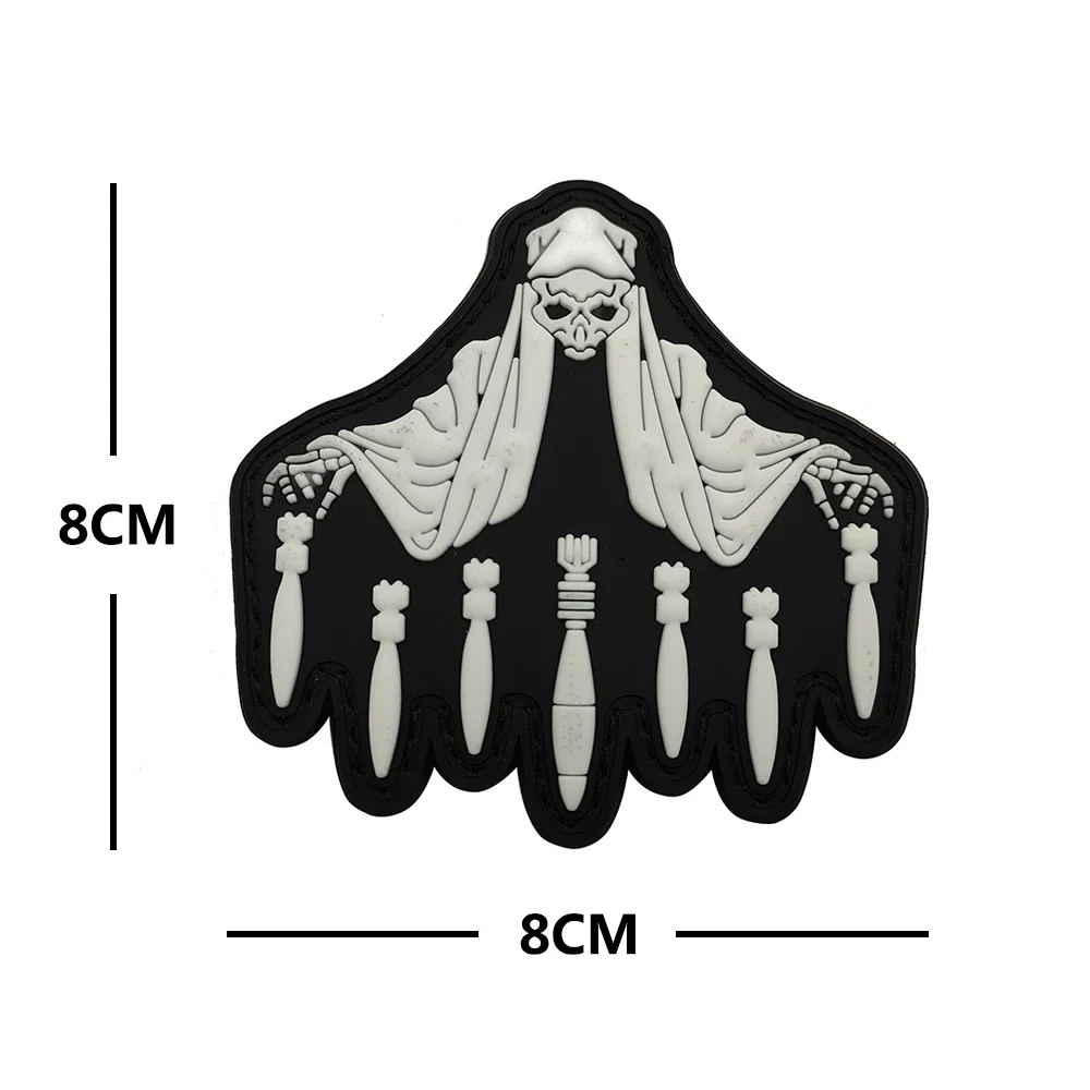 الموت يسقط القنبلة يتوهج في الظلام المطاط شارة التكتيكية هالوين زين الأشرطة هوك حلقة التصحيح #3
