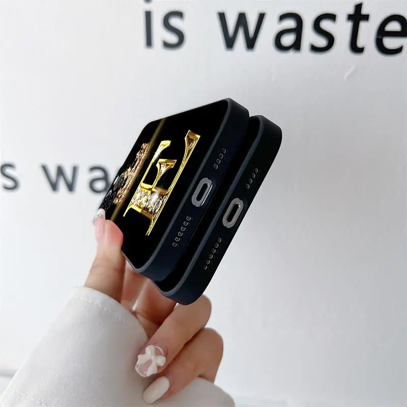 Initial E M J F K L H I Letter Phone Case for iPhone 11 15 16 Pro Max Case Coque 14 Plus 13 Pro 12 11 X XS 16 7 8 TPU Soft Cover