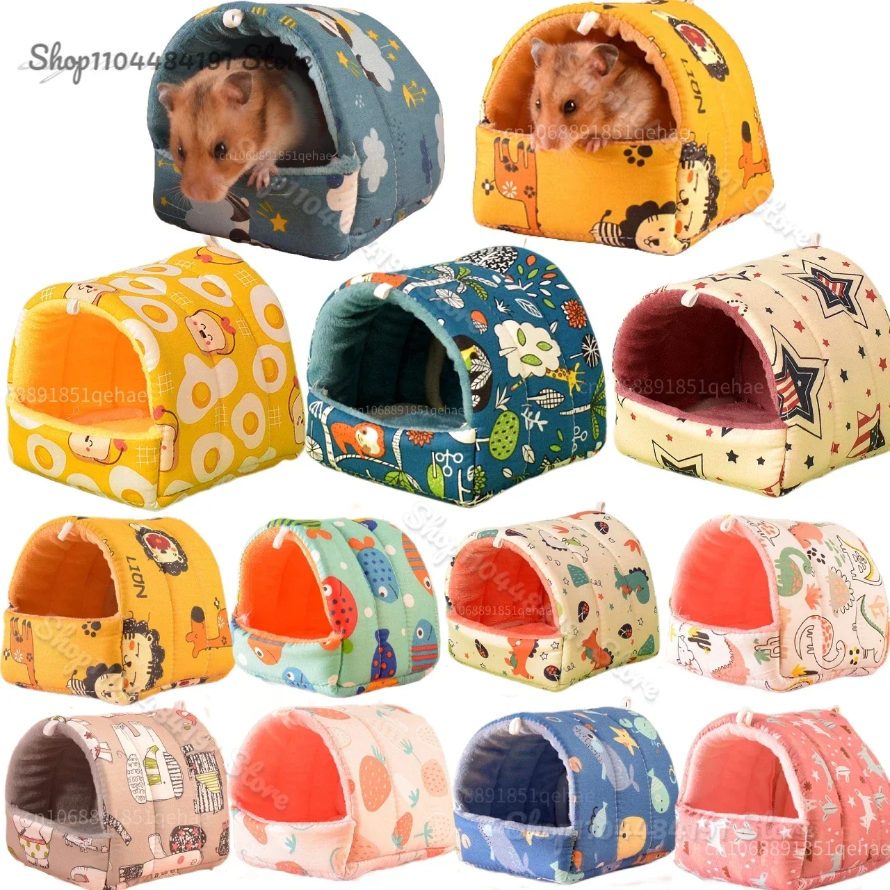 

Cute Cartoon Rabbit Squirrel Mini Cage Guinea Pig Nest Small Animal Mice Rat Pet Sleeping Bed Hamster House Winter Warm Soft Mat