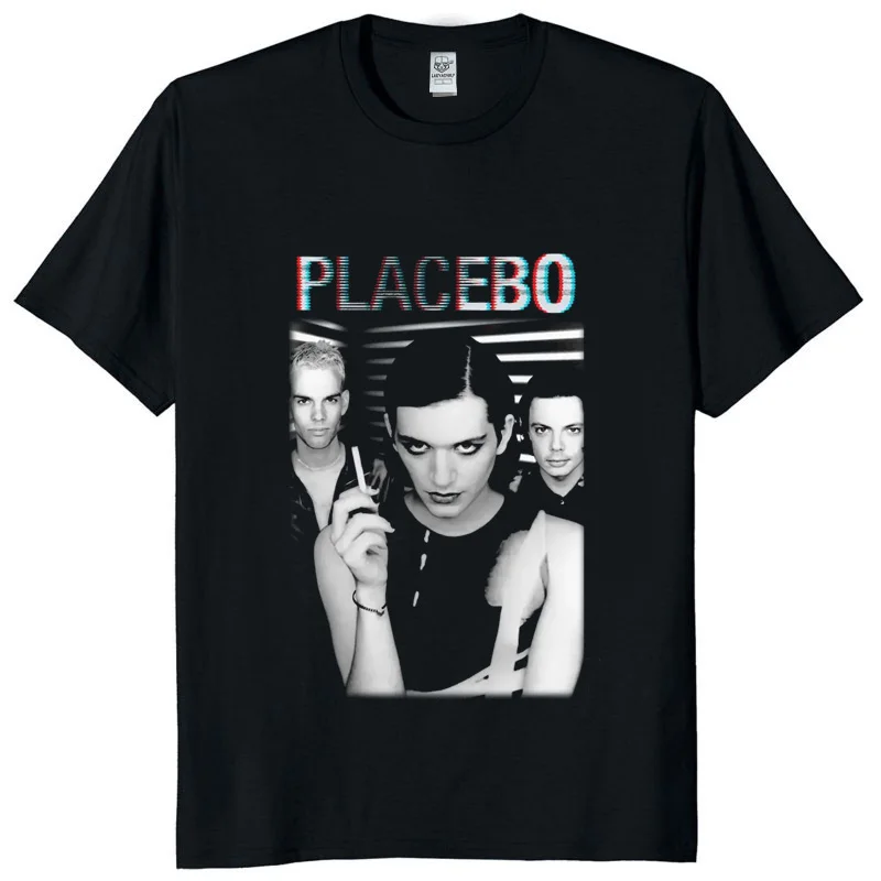 Unisex Classic Rock Music Tee Placebo Band Themed Graphic Fan Casual Retro Daily Wear Top