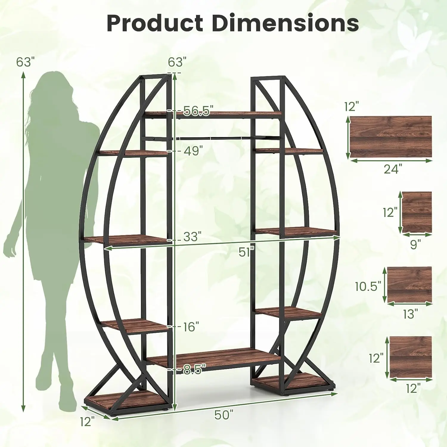 Plant Stand Indoor with Grow Lights, 10-Tier 63" Tall Plant Shelf, Customized image 2