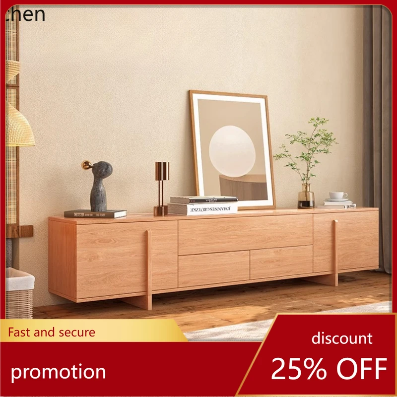 ZML All Solid Wood TV Cabinet Oak Floor Cabinet Simple Living Room Log Wind Locker